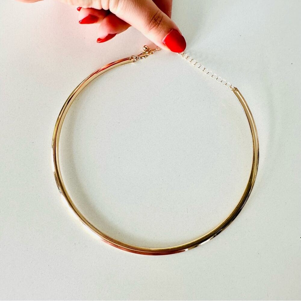 NEW NORDSTROM REVOLVE 18kt Gold Plated Choker Slim Collar Necklace Jewelry Retro - Picture 3 of 12